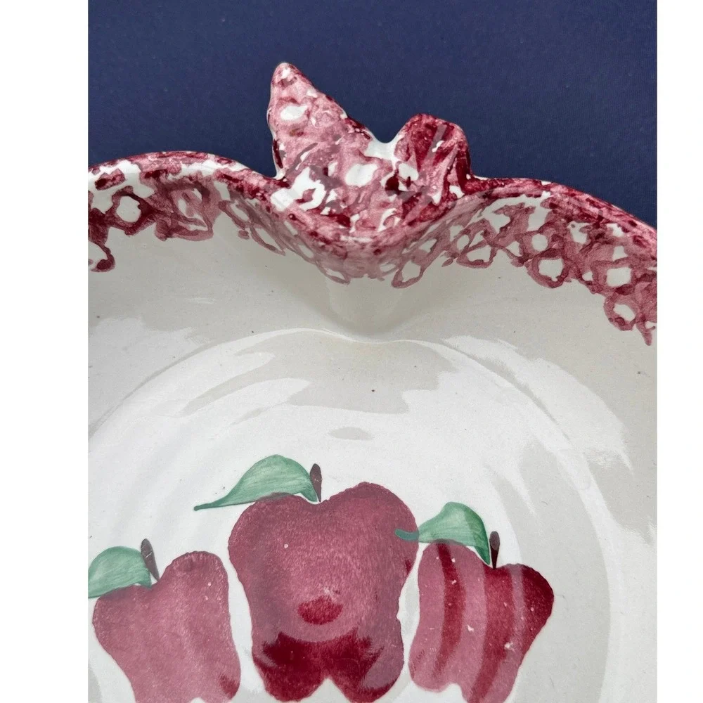 Vintage Neher 1996 Apple Torte Ceramic Baking Bowl‎ Hand Painted Recipe Dish